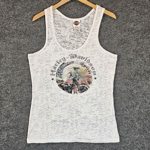 Harley-Davidson White Tank Top with Graphic Design‎